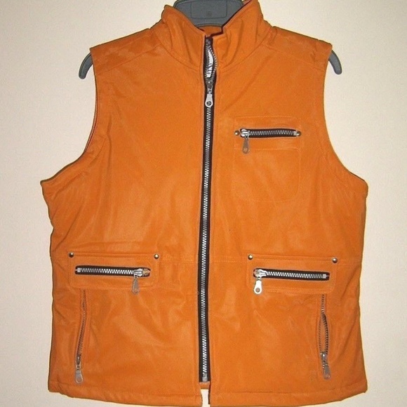 Vintage 3 Pockets 6 Zipper Jacket Coat Vest Top - Picture 1 of 3